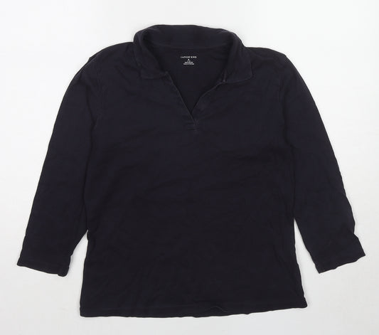 Lands' End Womens Blue Cotton Basic Blouse Size 6 Collared - Size 6-8