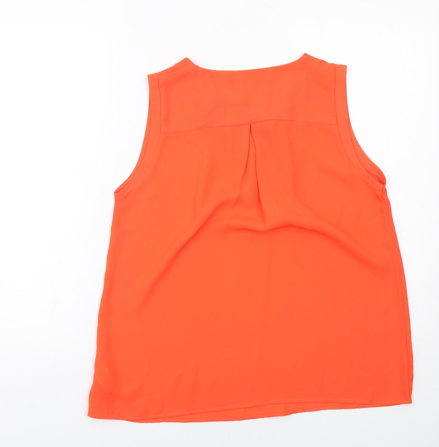 Marks and Spencer Womens Orange Polyester Basic Tank Size 12 Round Neck