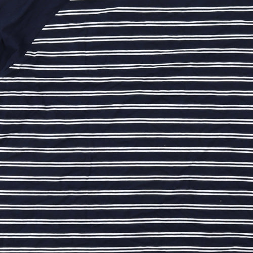 Marks and Spencer Mens Blue Striped Cotton T-Shirt Size XL Round Neck