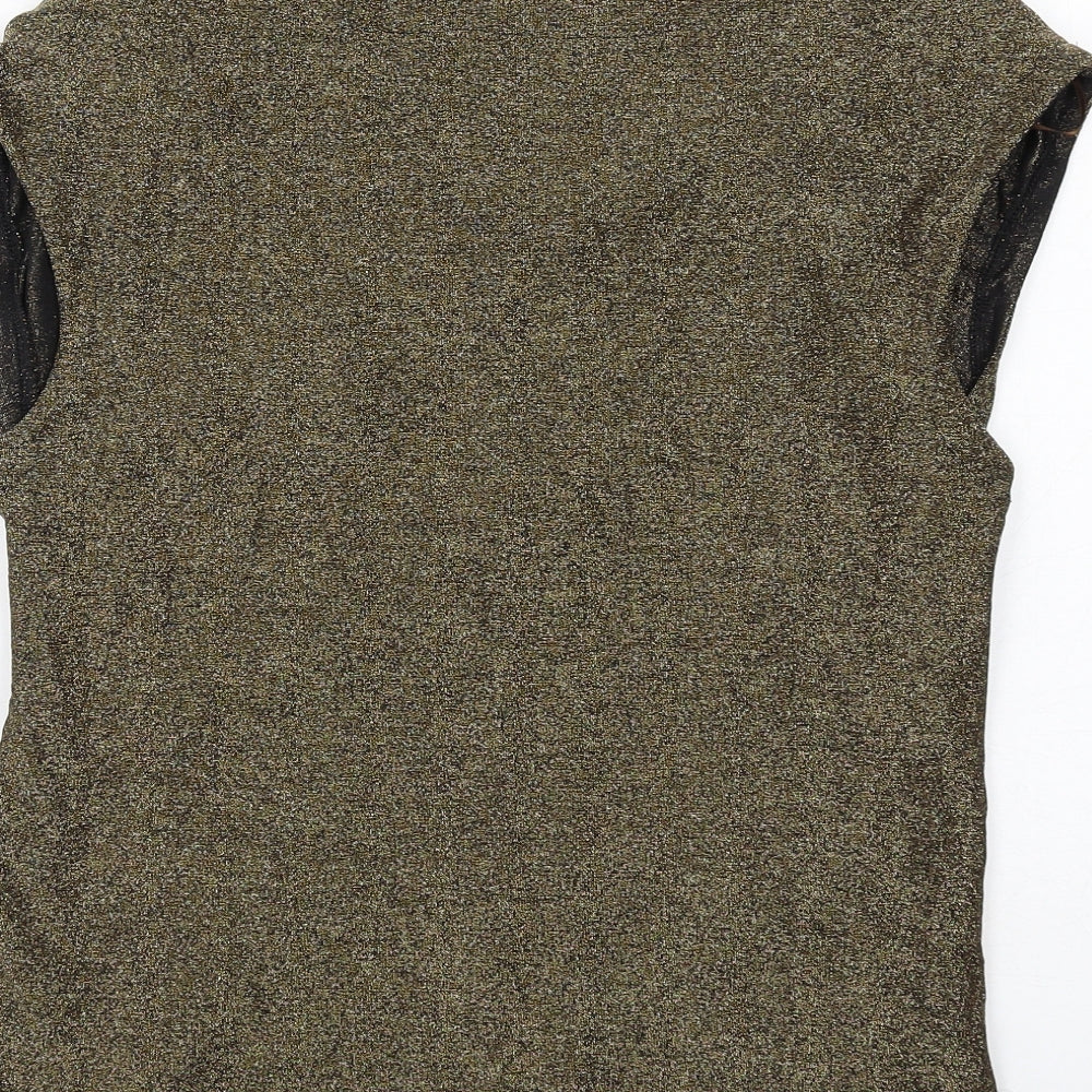 Marks and Spencer Womens Gold Polyamide Basic Tank Size 14 Cowl Neck