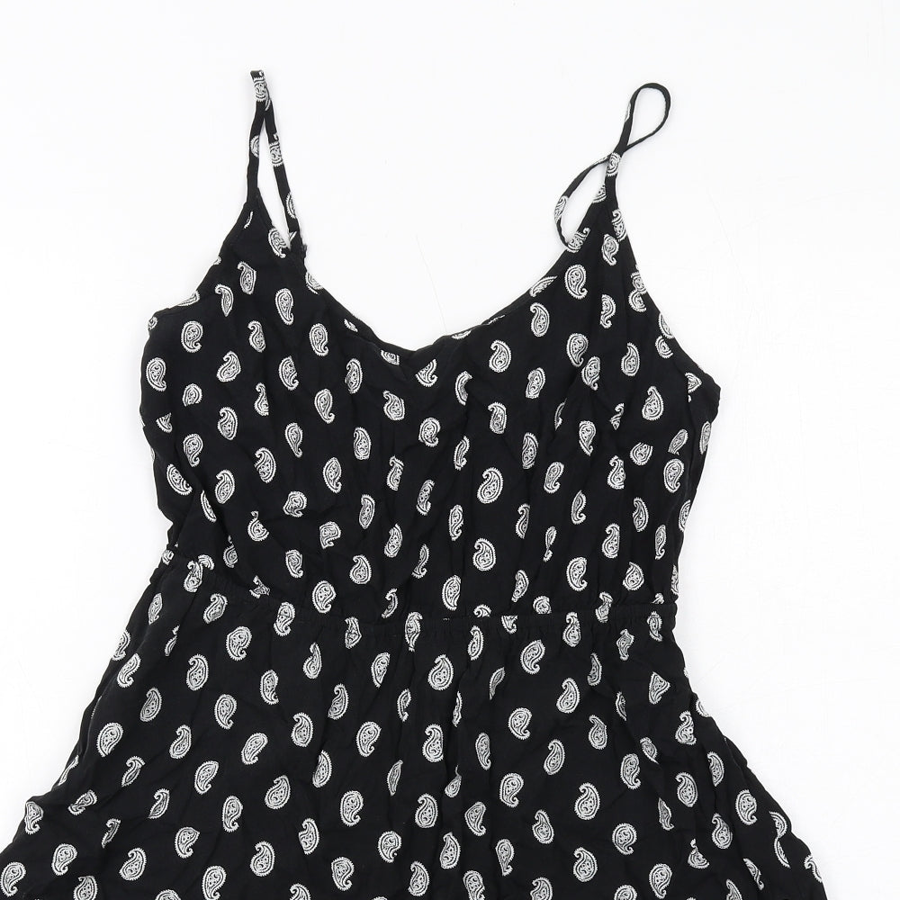 Gap Womens Black Paisley Viscose Slip Dress Size S V-Neck Pullover