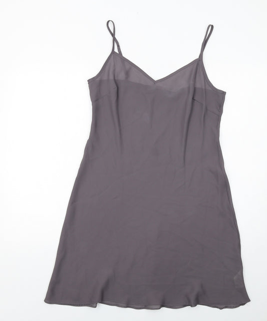 Per Una Womens Grey Polyester Slip Dress Size 16 V-Neck Pullover