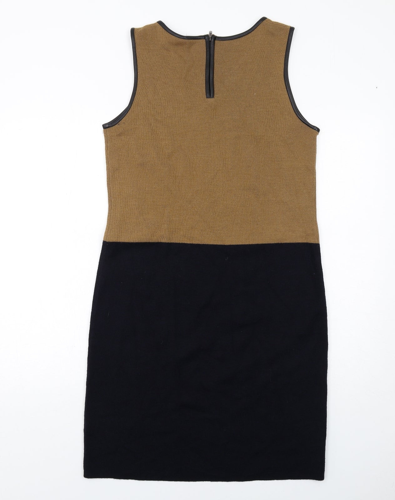Hobbs Womens Black Colourblock Wool Pencil Dress Size 14 Boat Neck Zip