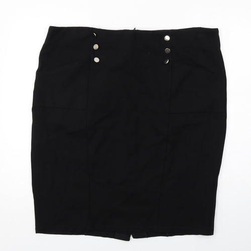 Karen Millen Womens Black Viscose A-Line Skirt Size 22 Zip