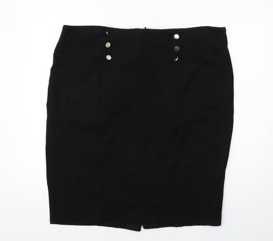 Karen Millen Womens Black Viscose A-Line Skirt Size 22 Zip