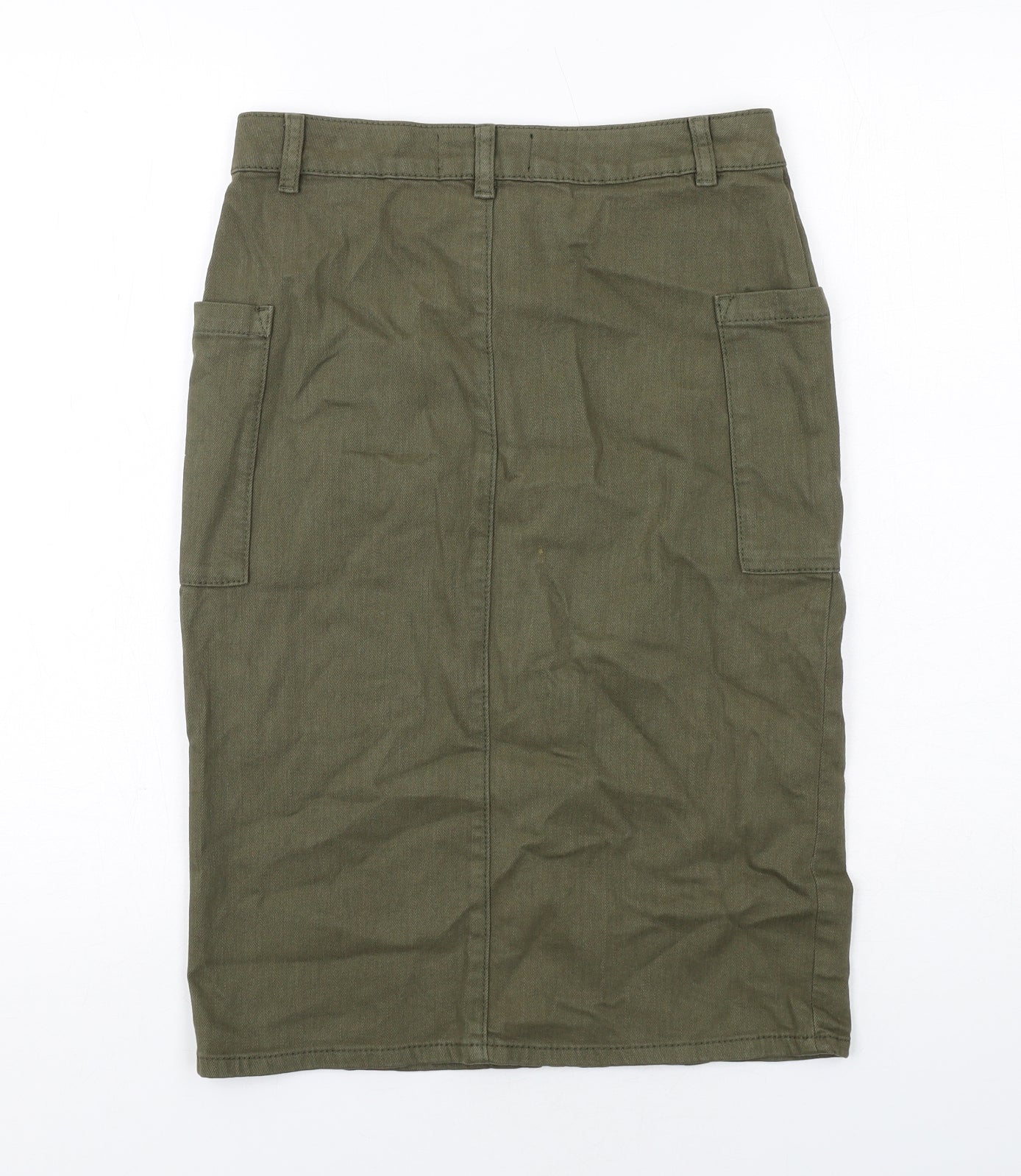 Fat Face Womens Green Cotton Cargo Skirt Size 8 Zip
