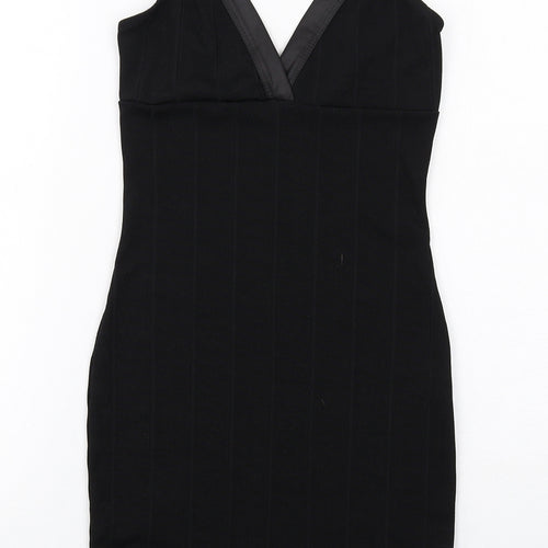 Missguided Womens Black Polyester Pencil Dress Size 8 V-Neck Pullover
