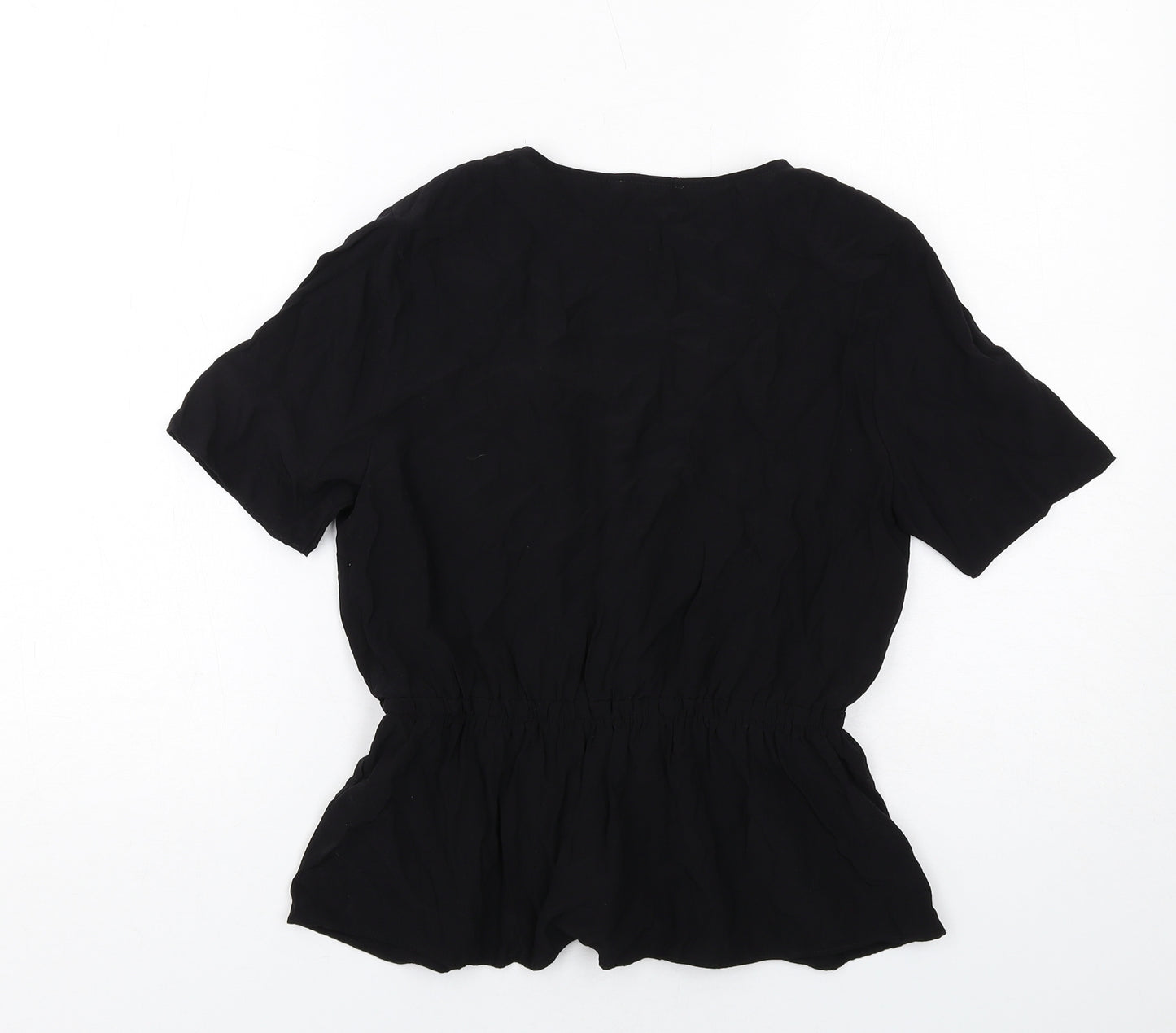 Warehouse Womens Black Viscose Basic Blouse Size 8 V-Neck