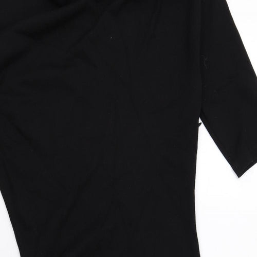 Mary Portas Womens Black Viscose Pencil Dress Size 10 Boat Neck Zip