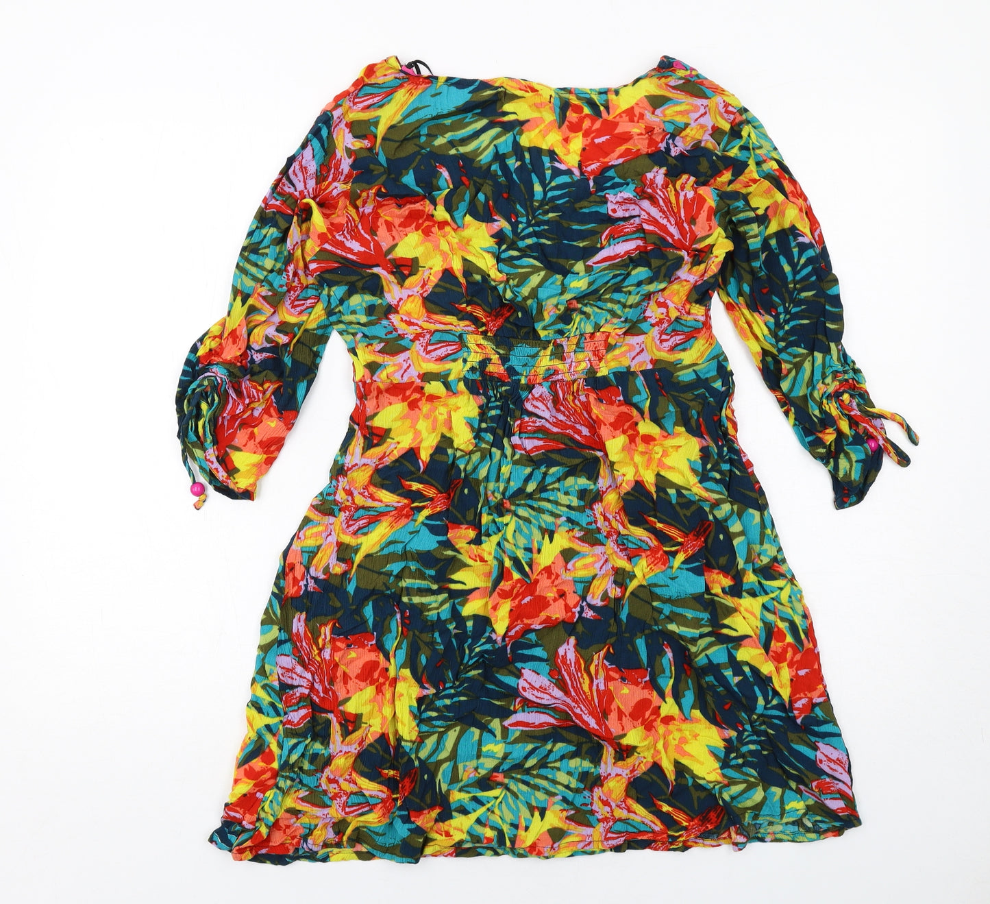 Joe Browns Womens Multicoloured Geometric Viscose A-Line Size 12 V-Neck Pullover