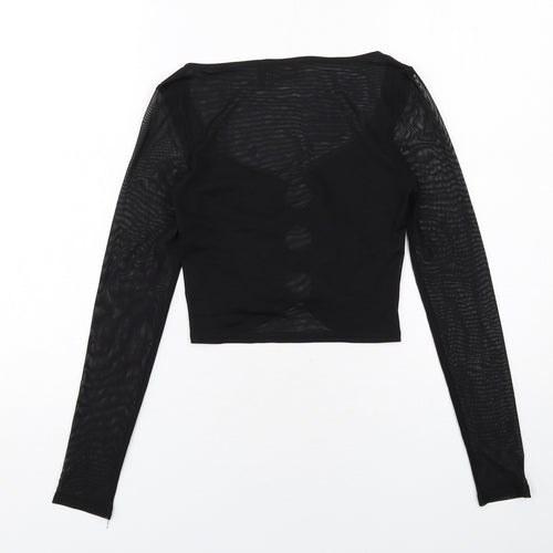 ASOS Womens Black Polyester Basic T-Shirt Size 10 Round Neck - Ring Detail