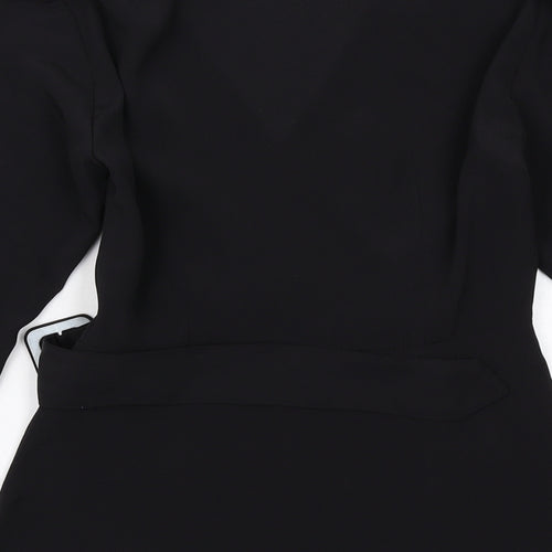 Topshop Womens Black Polyester Basic Blouse Size 6 Round Neck
