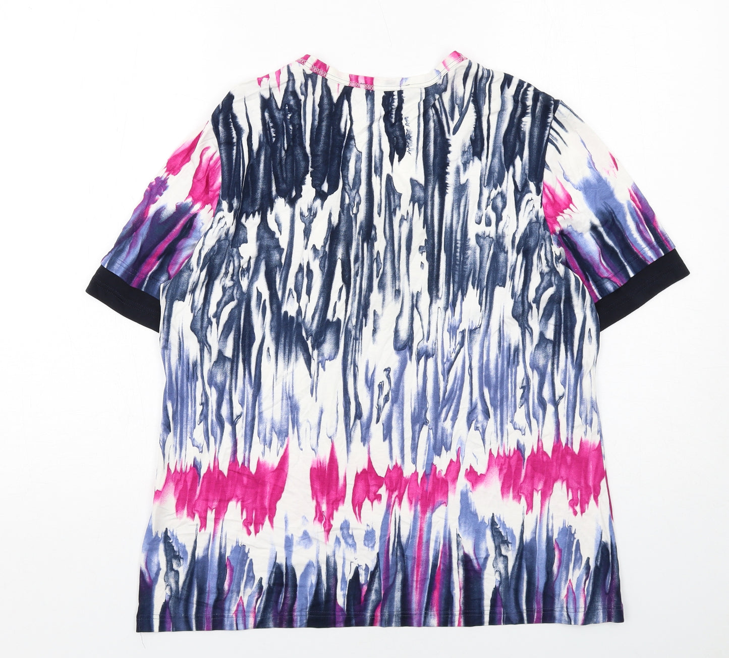 Doris Streich Womens Multicoloured Geometric Viscose Basic T-Shirt Size 16 V-Neck