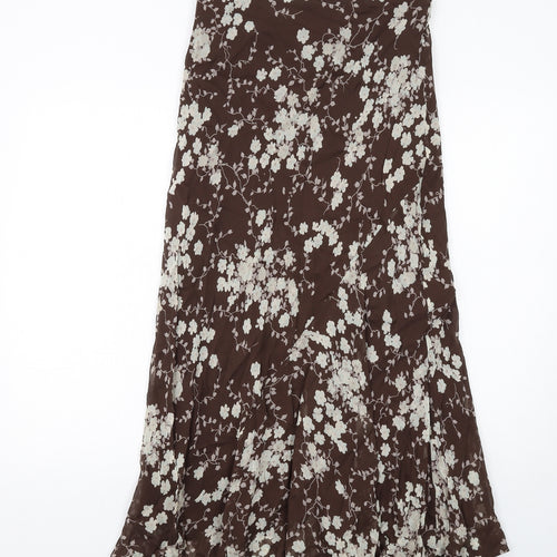 Marks and Spencer Womens Brown Floral Polyester Swing Skirt Size 12