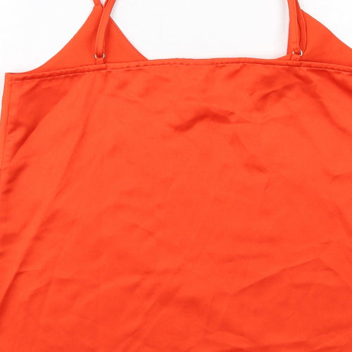 River Island Womens Orange Polyester Basic Tank Size 8 V-Neck