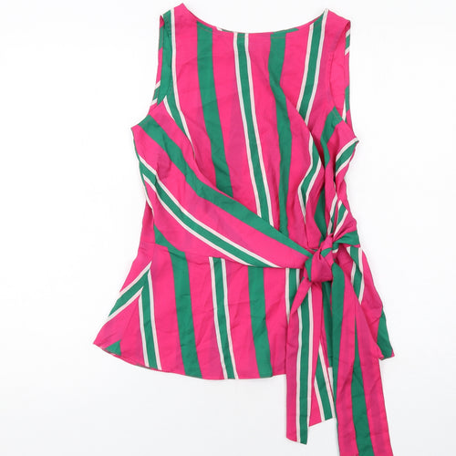 Closet Womens Multicoloured Striped Polyester Basic Tank Size 8 Round Neck