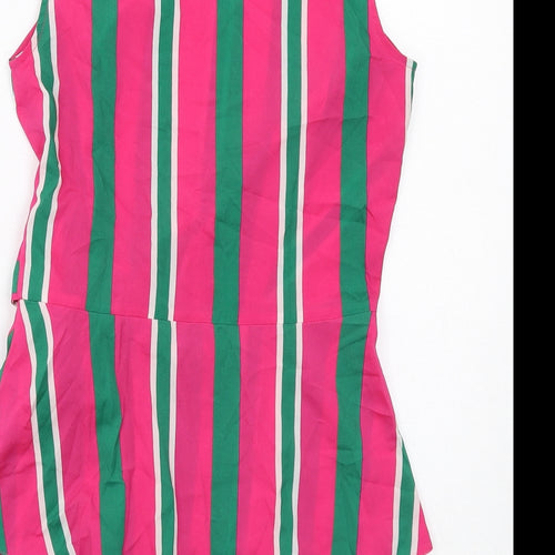 Closet Womens Multicoloured Striped Polyester Basic Tank Size 8 Round Neck