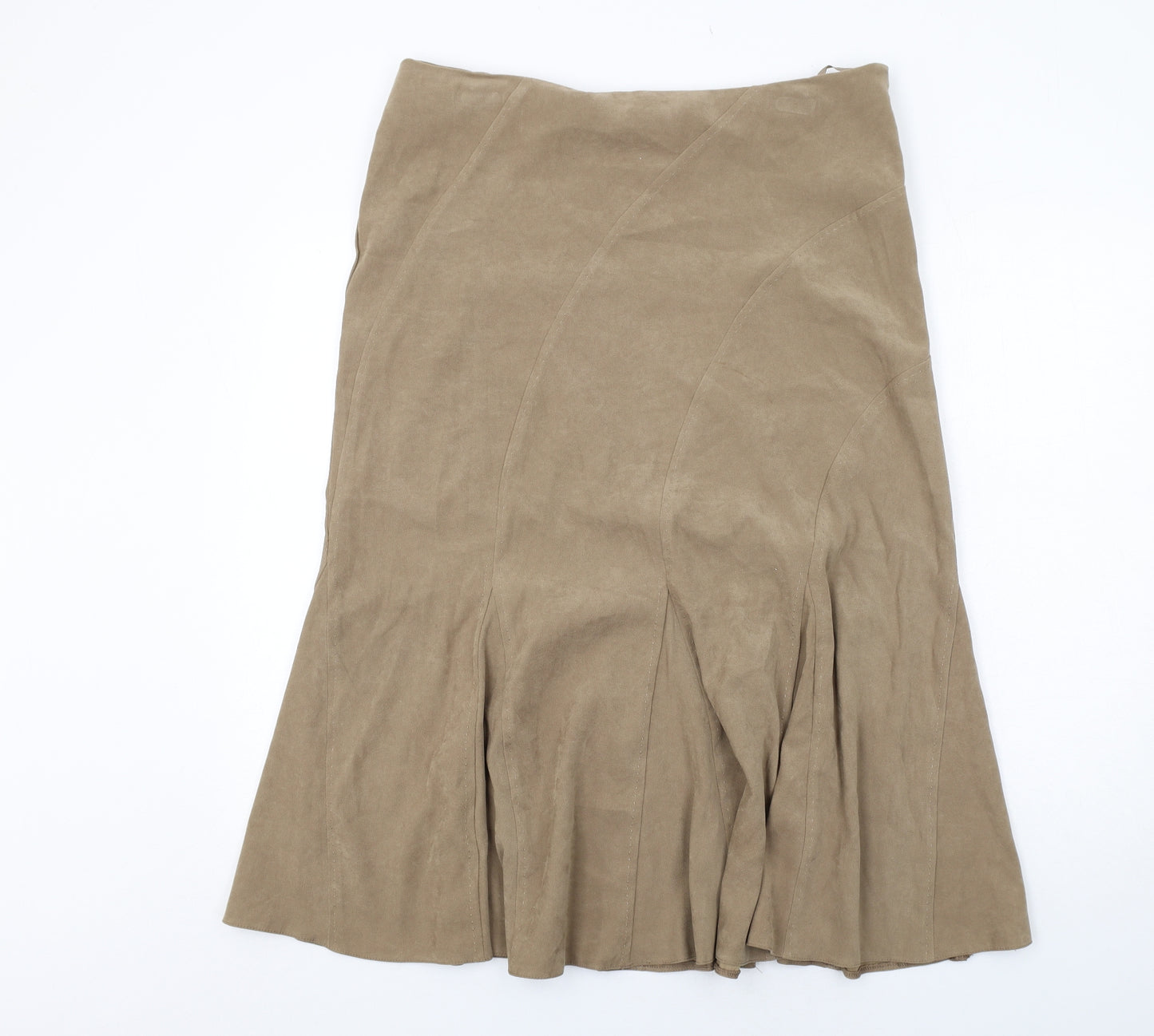 Mia Moda Womens Brown Polyester Swing Skirt Size 16 Zip