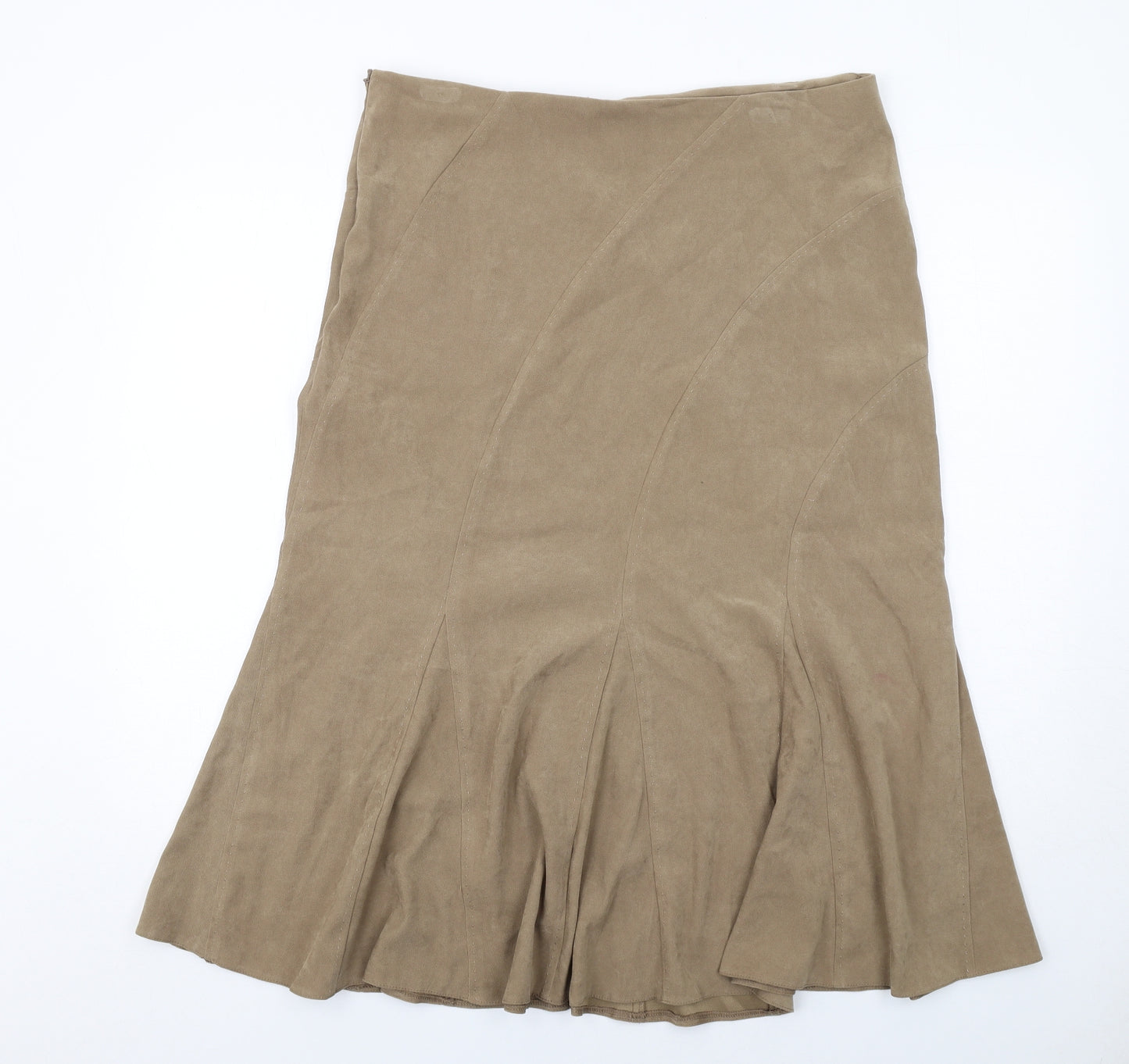 Mia Moda Womens Brown Polyester Swing Skirt Size 16 Zip