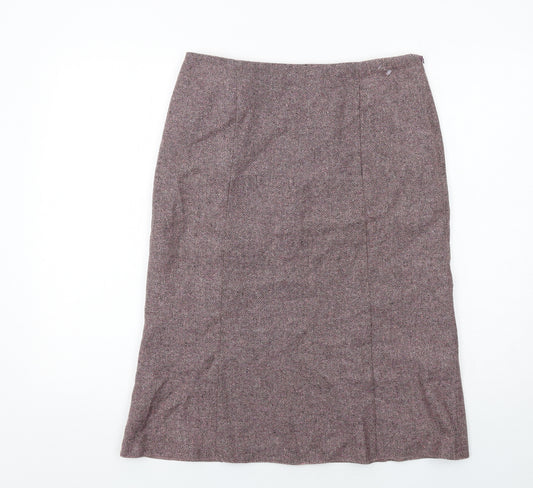 BHS Womens Pink Geometric Wool A-Line Skirt Size 12 Zip