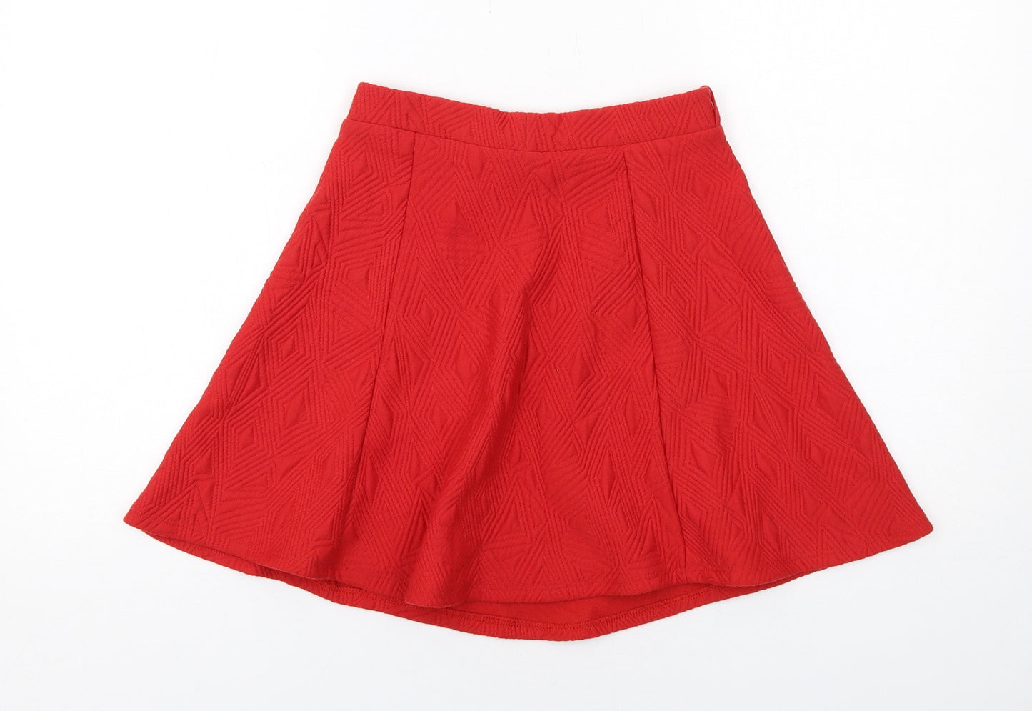 River Island Womens Red Geometric Polyester Swing Skirt Size 8