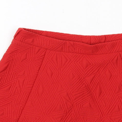 River Island Womens Red Geometric Polyester Swing Skirt Size 8