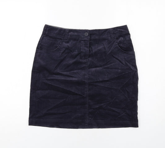 White Stuff Womens Blue Polyester A-Line Skirt Size 10 Zip