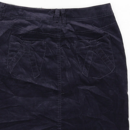 White Stuff Womens Blue Polyester A-Line Skirt Size 10 Zip