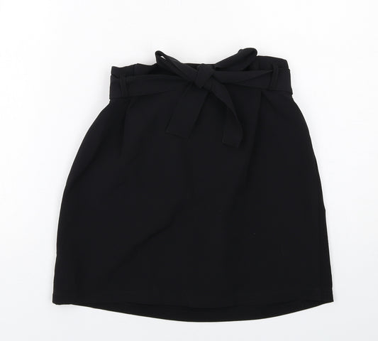 Pull&Bear Womens Black Polyester A-Line Skirt Size M