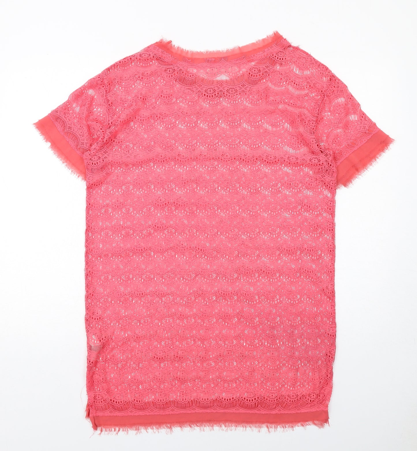 NEXT Womens Pink Polyester Basic T-Shirt Size 10 Round Neck