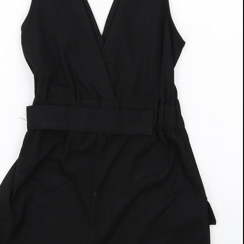 Pull&Bear Womens Black Viscose Playsuit One-Piece Size S Pullover