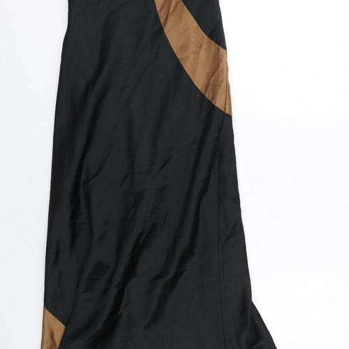 Coast Womens Black Colourblock Silk Slip Dress Size 10 V-Neck Pullover