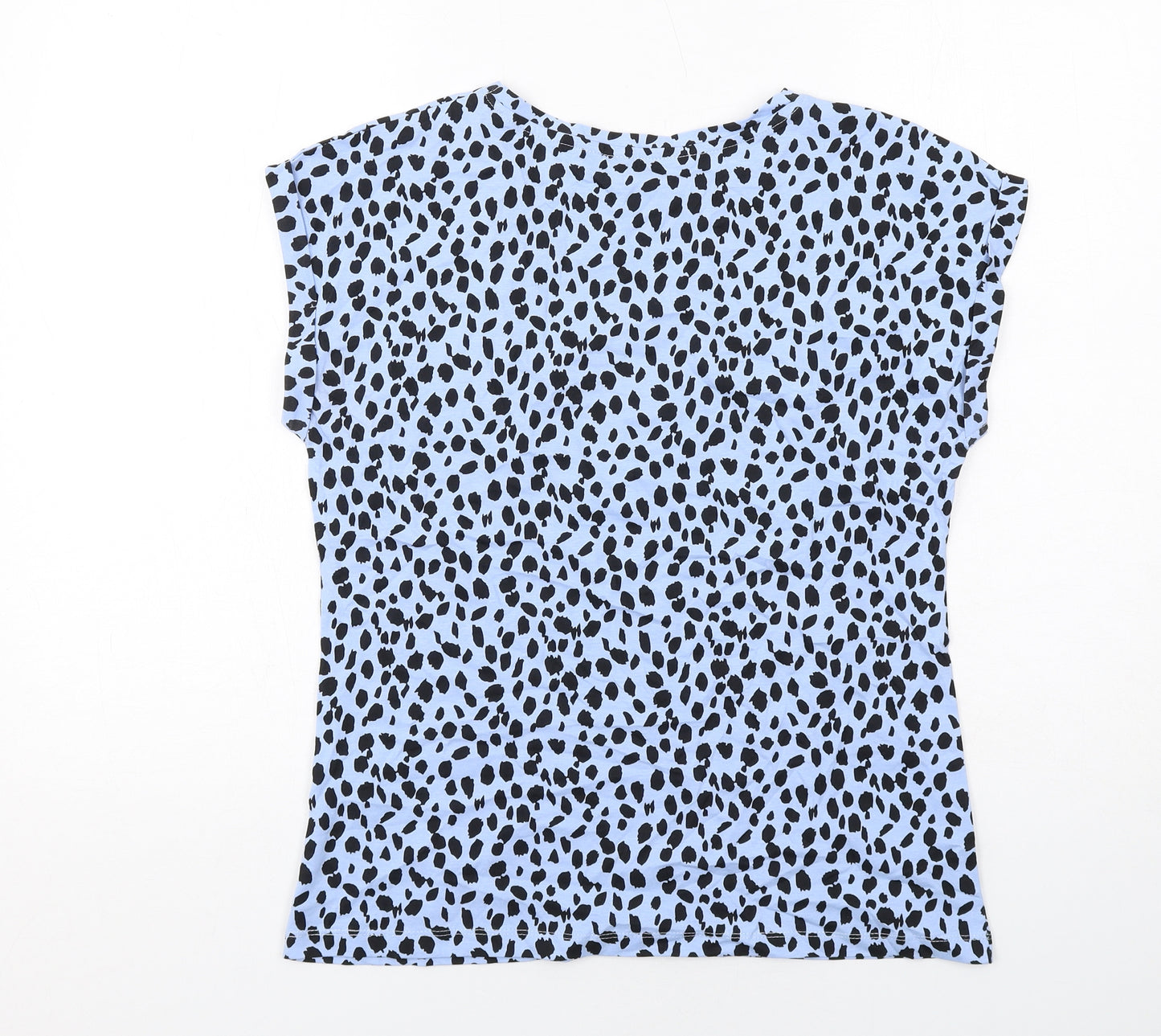 Dorothy Perkins Womens Blue Geometric Cotton Basic Blouse Size 10 Round Neck