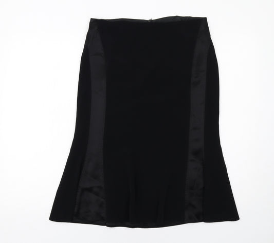 Amanda Womens Black Polyester A-Line Skirt Size 10 Zip