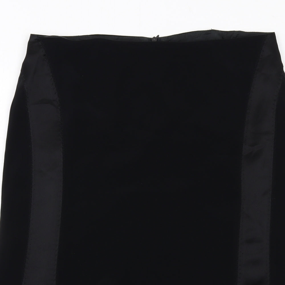 Amanda Womens Black Polyester A-Line Skirt Size 10 Zip