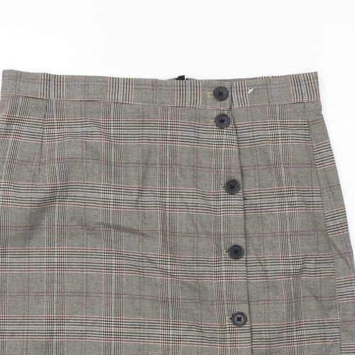 H&M Womens Brown Plaid Polyester Straight & Pencil Skirt Size 16 Zip