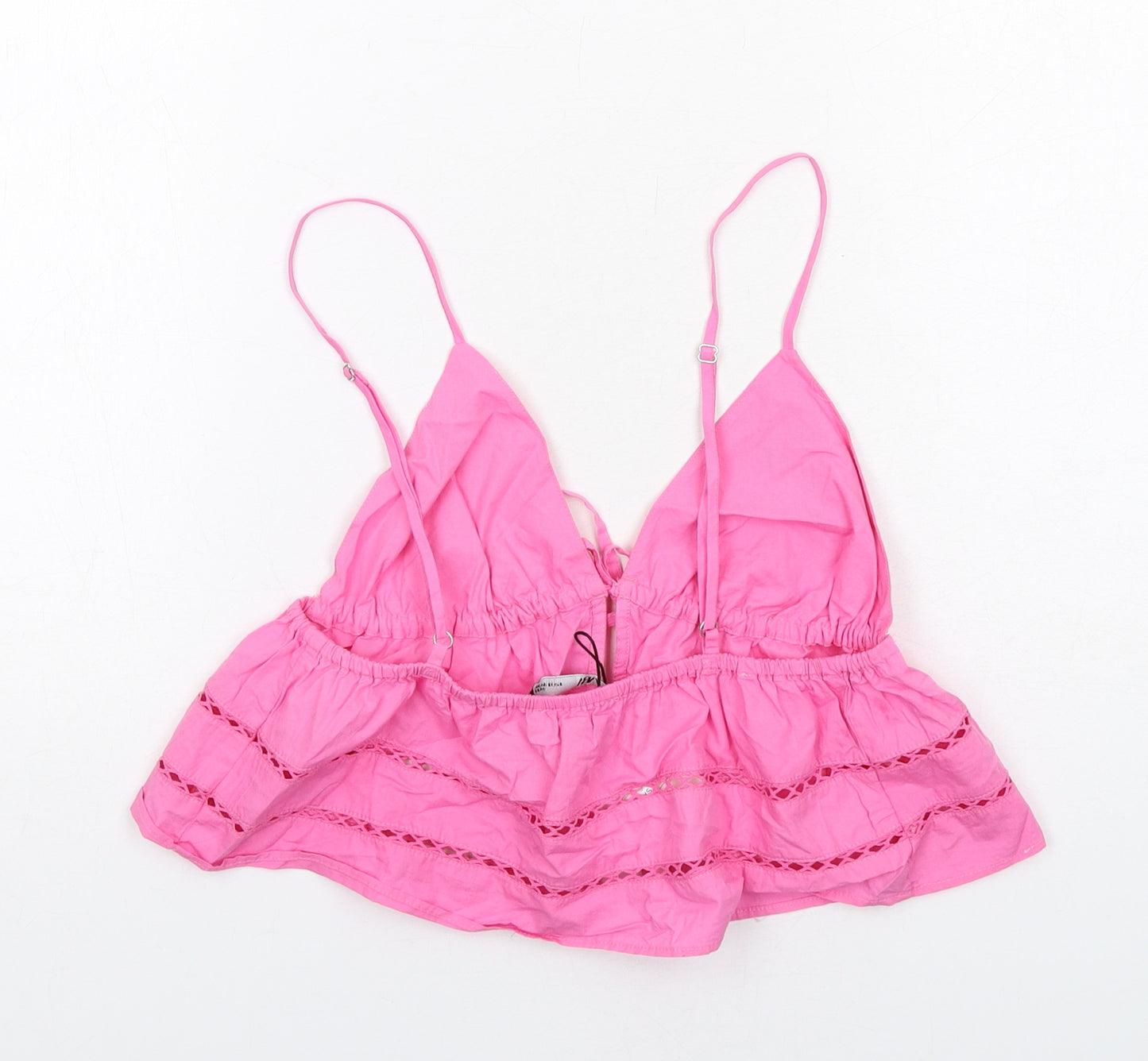 Zara Womens Pink Cotton Cropped Tank Size XS V-Neck