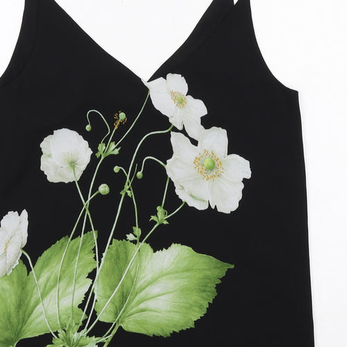 Oasis Womens Black Polyester Basic Tank Size 12 V-Neck - Flower