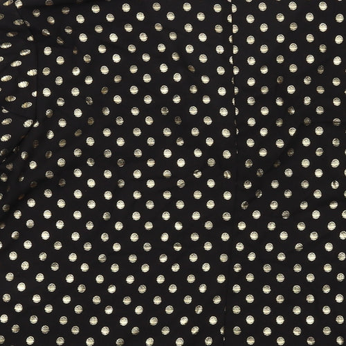 Warehouse Womens Black Polka Dot Polyester Basic Blouse Size 12 V-Neck