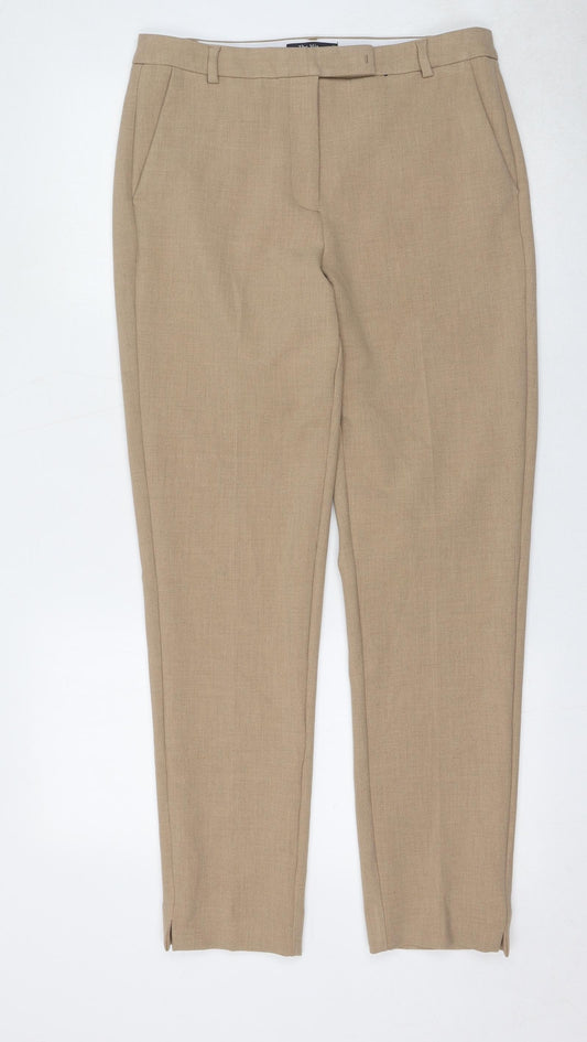 Marks and Spencer Womens Beige Polyester Chino Trousers Size 12 L29 in Regular Zip