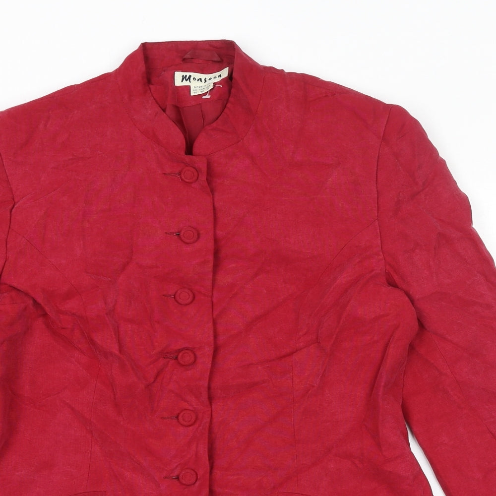 Monsoon Womens Red Jacket Blazer Size 14 Button