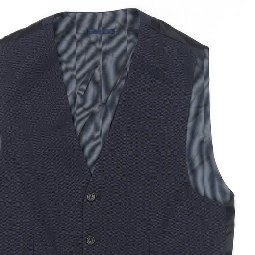 NEXT Mens Blue Polyester Jacket Suit Waistcoat Size 40 Regular