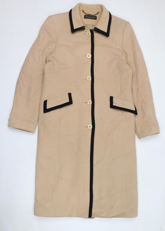 Jacques Vert Womens Beige Pea Coat Coat Size 12 Button - Contrast Stitching