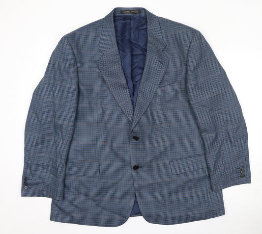 Marks and Spencer Mens Blue Geometric Wool Jacket Suit Jacket Size 44 Regular