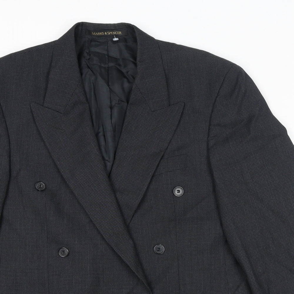 St Michael Mens Black Geometric Polyester Jacket Suit Jacket Size 40 Regular
