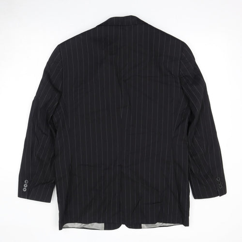 Pierre Cardin Mens Black Striped Wool Jacket Suit Jacket Size 40 Regular