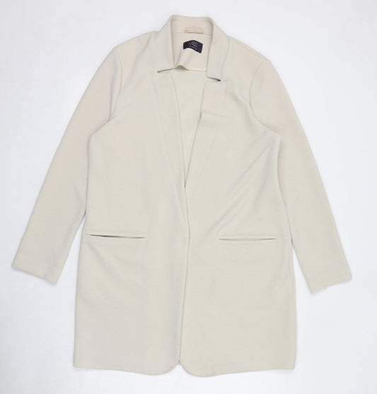 Marks and Spencer Womens Ivory Overcoat Coat Size 12 Snap