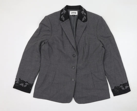 Kasper Womens Grey Jacket Blazer Size 14 Button
