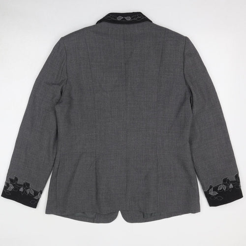 Kasper Womens Grey Jacket Blazer Size 14 Button