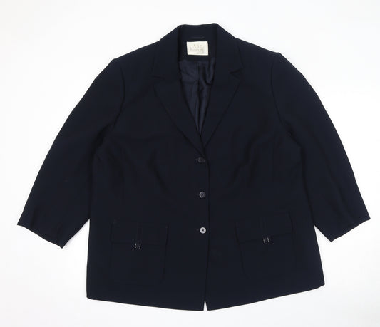 Ann Harvey Womens Blue Jacket Blazer Size 20 Button